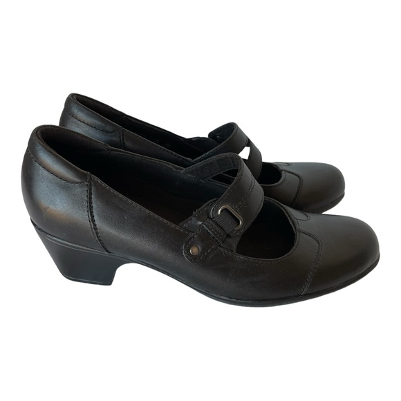 Clarks Ingalls Siene Mary Jane Womens Shoes Black Leather block heel Size 7.5 - Picture 4 of 8